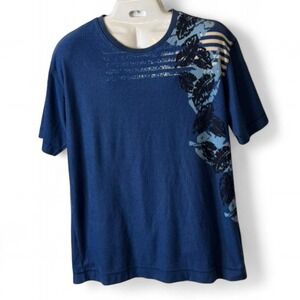 Vintage 90s Nautica Blue Textured Graphic Print Tee,‎ Men's Size L